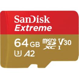 SanDisk Extreme microSDXC 64GB   SD Adapter 170MB/s and 80MB/s A2 C10 V30 UHS-I U3
