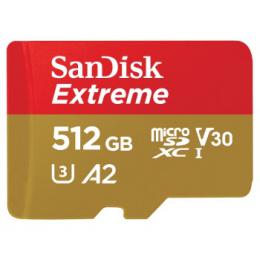 SanDisk Extreme microSDXC 512GB   SD Adapter 190MB/s and 130MB/s  A2 C10 V30 UHS-I U3
