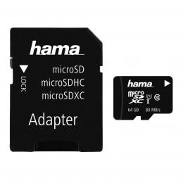 Hama microSDXC 64 GB Class 10 UHS-I 80 MB/s   Adapter/Mobile