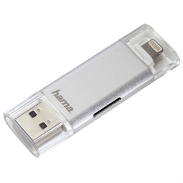 Hama èteèka karet Lightning   USB 3.0 Save2Data, microSD, støíbrná