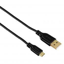 Hama micro USB kabel Flexi-Slim, oboustranný konektor, 0,75 m, èerný