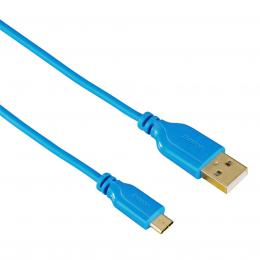 Hama micro USB kabel Flexi-Slim, oboustranný konektor, 0,75 m, modrý