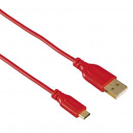 Hama micro USB kabel Flexi-Slim, oboustranný konektor, 0,75 m, èervený