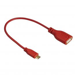Hama micro USB OTG redukce Flexi-Slim, oboustrannэ konektor, 15 cm, иervenб