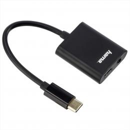 Hama USB-C audio adaptér s napájením, aktivní, typ C vidlice - jack zásuvka   C zásuvka