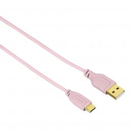 Hama USB-C kabel Flexi-Slim, typ A vidlice - typ C vidlice, 0,75 m, rùžový