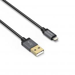 Hama USB kabel Elite pro Apple Lightning, MFI, kovový, 0,75 m