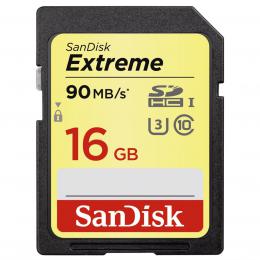 SanDisk Extreme 16 GB SDHC Memory Card  90 MB/s, UHS-I, Class 10, U3, V30