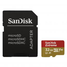 SanDisk Extreme micro SDHC 32 GB 100 MB/s A1 Class 10 UHS-I V30,adapter,akèní kamery 