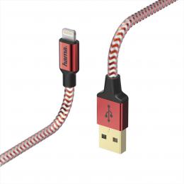 Hama MFI USB kabel Reflective pro Apple, Lightning vidlice, 1,5 m, èervená