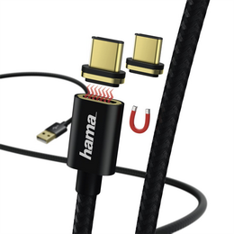 Hama USB-C kabel Magnetic, A vidlice - typ C vidlice magnetická, 1 m