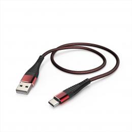 Hama kabel USB-C 2.0 A vidlice - typ C vidlice, 1 m, odolný, èerná/èervená