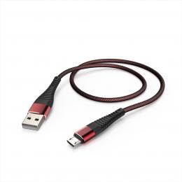 Hama micro USB kabel, 1 m, odolný, èerná/èervená