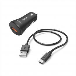 Hama set rychlá USB nabíjeèka do vozidla Quick Charge 3.0, 19,5 W   kabel USB A-C 1,5 m