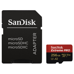 SanDisk Extreme Pro microSDXC 256 GB  170 MB/s A2 C10 V30 UHS-I U3, adapйr, NБHRADA 214505