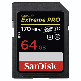 SanDisk Extreme PRO 64 GB SDXC Memory Card  170 MB/s, UHS-I, Class 10, U3, V30