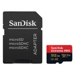 SanDisk Extreme Pro microSDXC 512 GB  170 MB/s A2 C10 V30 UHS-I U3, adaptér
