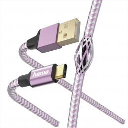 Hama kabel Reflective USB-C 2.0 typ A - typ C, 1,5 m, rùžová - zvìtšit obrázek