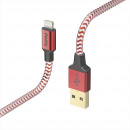 Hama MFi USB kabel Reflective pro Apple, USB-A Lightning 1,5 m, èervený