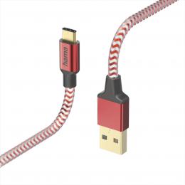 Hama kabel Reflective USB-C 2.0 typ A-C 1,5 m, èervený