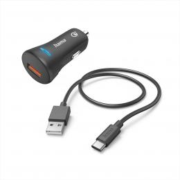 Hama set  rychlá USB nabíjeèka do vozidla QC 3.0 19,5 W   kabel USB A-C 1,5 m