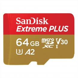 SanDisk Extreme PLUS microSDXC 64GB   SD Adapter 200MB/s and 90MB/s A2 C10 V30 UHS-I U8