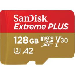 SanDisk Extreme PLUS microSDXC 128GB   SD Adapter 200MB/s and 90MB/s A2 C10 V30 UHS-I U3