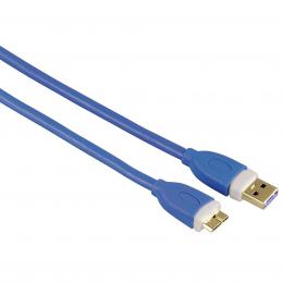 Hama USB 3.0 kabel, typ A - micro B, 1,8 m, modrэ