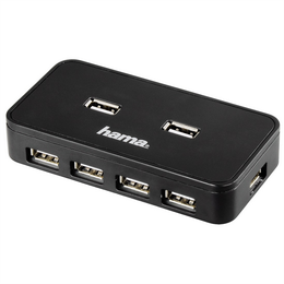 Hama USB Hub 2.0, sí�ový zdroj, èerný, krabièka