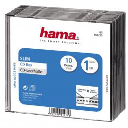 Hama CD BOX SLIM n�hradn� obal, 10ks/bal, transparentn�/�ern�