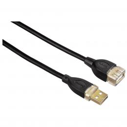 Hama USB 2.0 A-A prodlužovací kabel 1,8 m, pozlacený, èerný